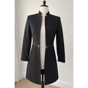 BCBG Maxazria Black  Long Jacket Blazer  w/Side Zipper Details XXS Retails $300